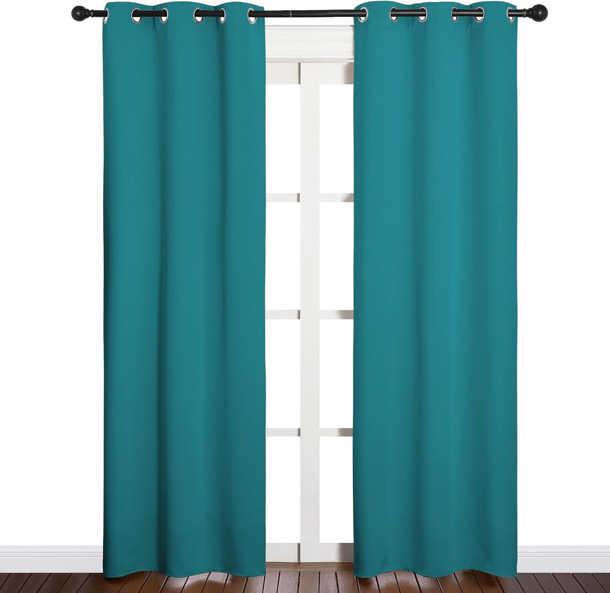 NICETOWN Blackout Curtains - Room Darkening Thermal Insulated Grommet Panels | 84 Inch, Peacock Teal, 2 Pieces