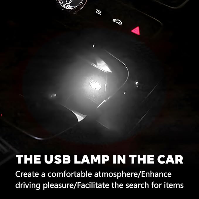 4PCS USB LED Car Interior Atmosphere Lamp, Portable Plug-in Mini Vehicle Night Light, Automotive Trunk Ambient Lighting Decoration Kit, Universal for SUV Sedan Truck (White)