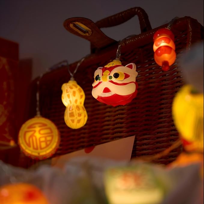 LOLStar Chinese New Year Decorations 2026, Lunar New Year String Lights 20 LED Window Lights Battery Operated (Not Included), Timer Function & 8 Flashing Modes, Spring Festival Lights for Home Decor