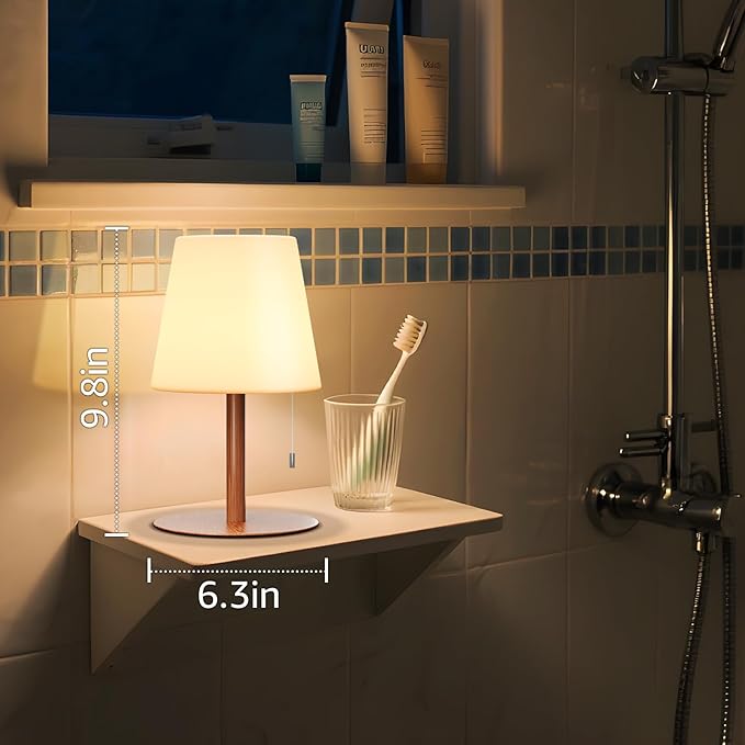 uuffoo Shower Lamp Waterproof Warm White & RGB Shower Light Dimmable LED Rechargeable Table Lamp Cordless Outdoor Lamps Portable for Indoor Outdoor Bathroom Home Patio H9.8in D6.3in (Wood Grain)