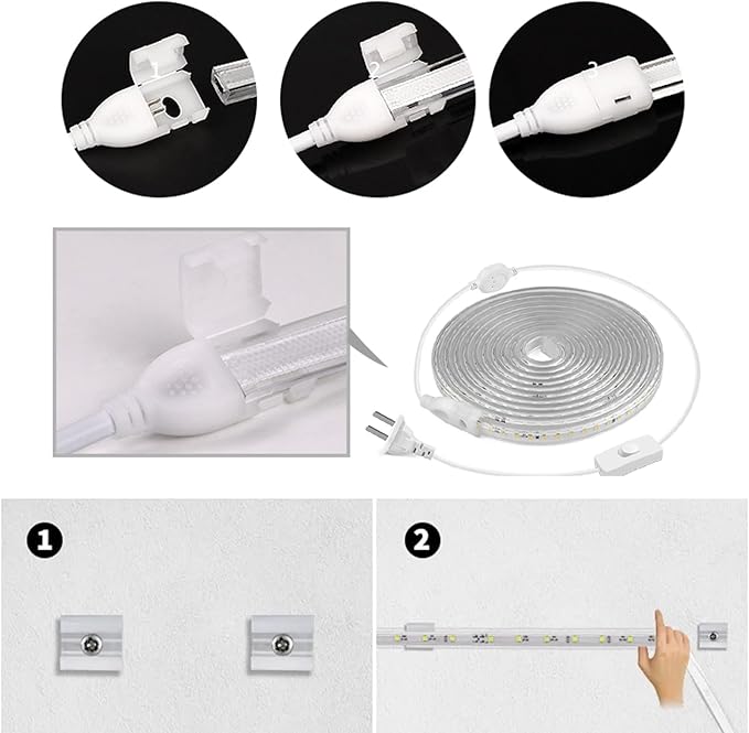 LED Strip Lights White Waterproof 164ft/50M 6000LEDs 2835 SMD 110V 6500K Outdoor LED Rope Light Flexible Ribbon for Kitchen,Bedroom,Garden,Patio,Backyard,Hallways