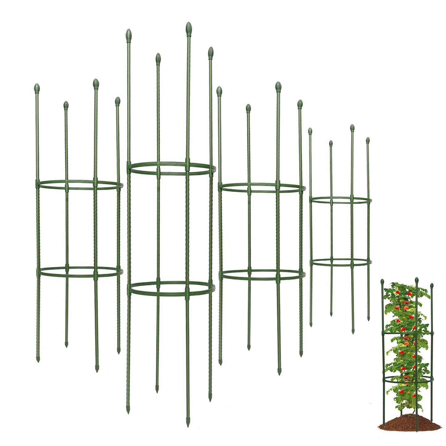 Tiuire Tomato Cages for Garden,4 Pack 50in Tall Tomato Plant Support Stakes Adjustable Heavy Duty Steel Plant Tower Stakes, Updated Cucumber Trellis Garden Cages for Climbing Plants Vegetable Flowers