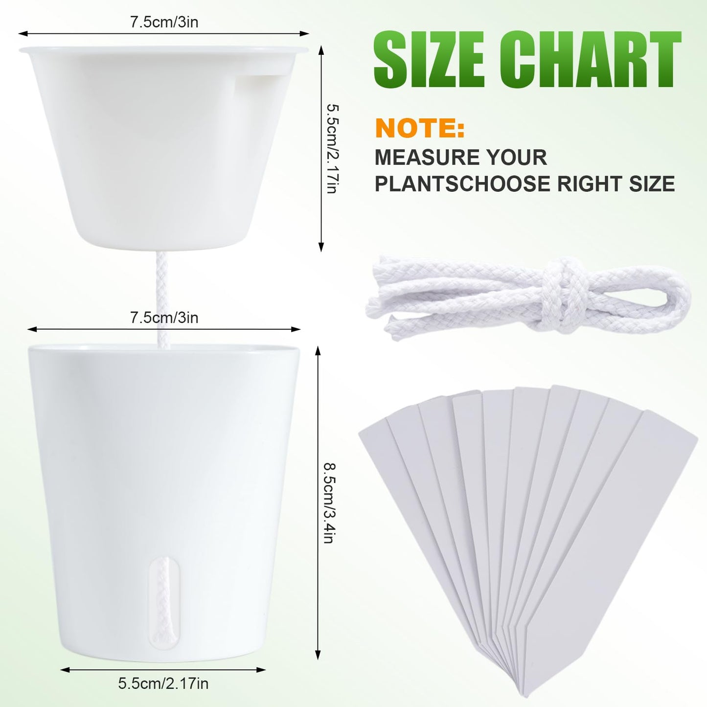 Sileasncei 10 Pack Self Watering Planters for Indoor Plants, 3 Inch White Plastic Flower Pots for Succulents, Herbs, and African Violets Self-Watering System for Low Maintenance Gardening