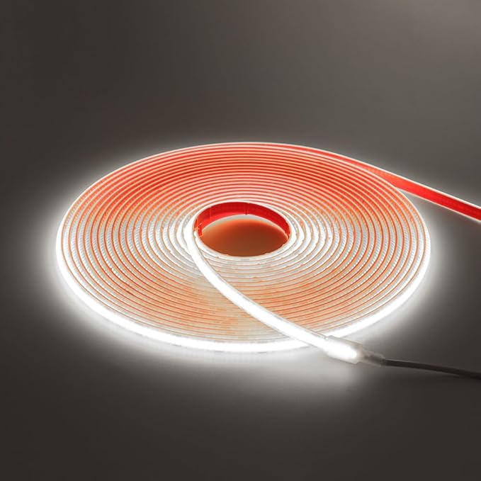 KISUFU 12V COB LED Strip Lights 320 LEDs/M IP68 Waterproof Super Bright DC Flexible LED Tape Lights with Power Adapter for for DIY Bedroom Kitchen Home Decor