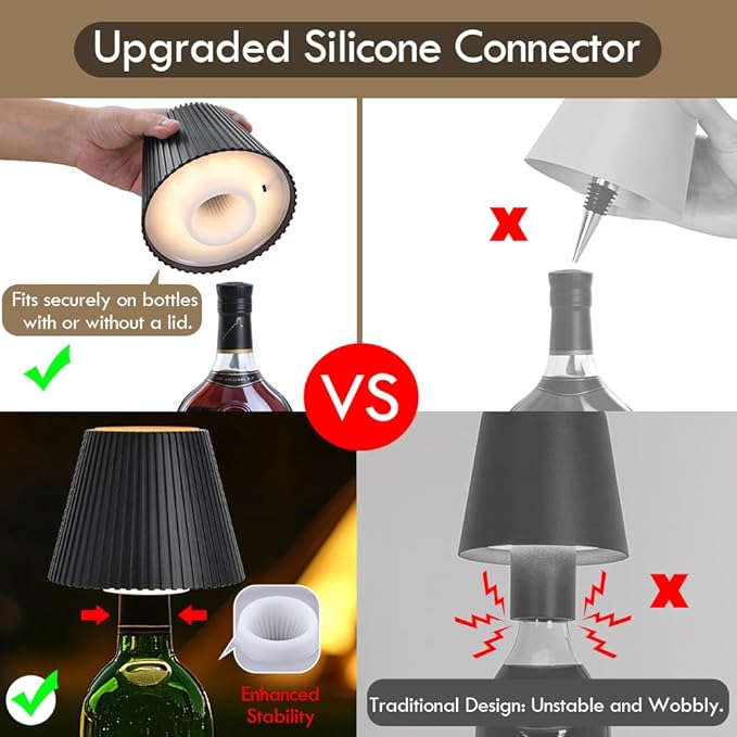 WILIT Wireless Lamp Shades for Liquor Bottle Lights, 3 Level Brightness Cordless Table Lamp, Table Top Decor for Living Room, Wine Lamp Touch Lamps for Nightstand, Housewarming Gifts New Home