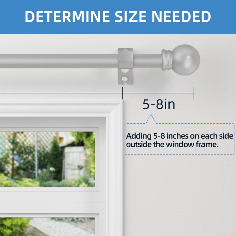 Silver Curtain Rods for Windows 28 to 48 Inch,5/8 Inch Diameter Drapery Rods with Brackets Heavy Duty Curtain Rods for Bedroom