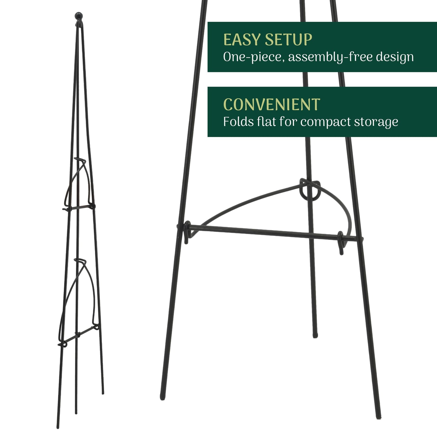 Arcadia Garden Products – No Assembly Required – 3 ft Folding Metal Obelisk Trellis for Climbing Plants – Plastic-Coated Grow Support for Indoor Outdoor Flowers, Vegetables, Vines, Ivy