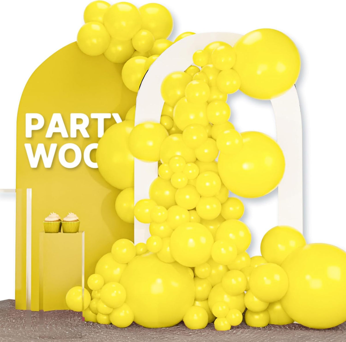 PartyWoo Yellow Balloons - 120-Piece Matte Latex Balloon Arch Kit | Various Sizes for Celebrations