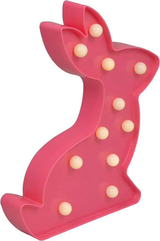 Northlight 9.5" LED Lighted Pink Easter Bunny Marquee Wall Sign