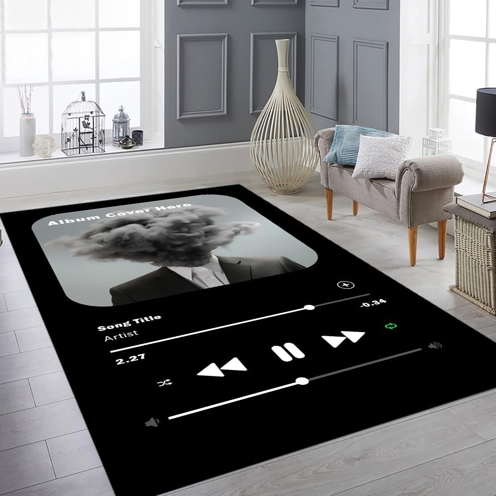 Skiennix Personalized Album Cover Rug - Custom Non-Slip Area Rug for Music Lovers | Bedroom & Living Room Decor