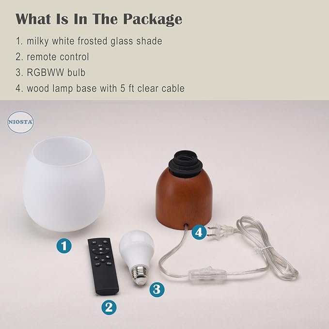 Small LED Table Lamp for Bedroom,RGB Color Changing Desk Light,Remote Control Light Brown