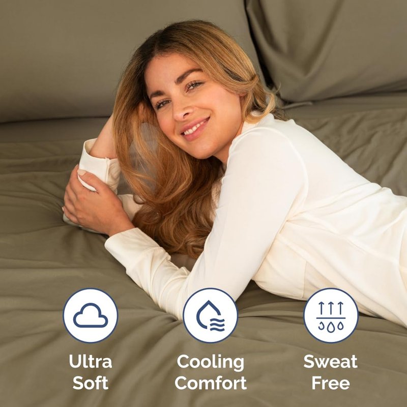 RV Short Queen Sheet Set 60 X 75 - 4 Piece RV Short Queen Bed Sheets - Soft, Breathable & Cooling - Designed for Bunks, Trailers and Campers - Fits 8” to 12" Mattress - Hotel Luxury Bedding - Khaki