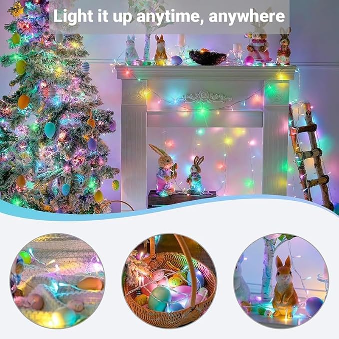 LAMPHOME Color Changing String Lights Plug in, 165Ft 500LED Warm White & Multicolor, Christmas & Easter String Lights Indoor Outdoor Waterproof, LED Tree Lights for Xmas Holiday Party Home Decor