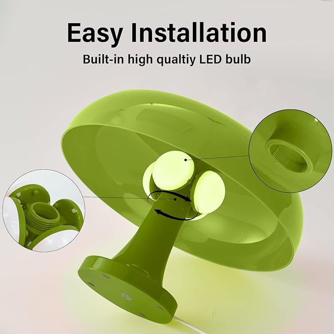 Cordless Mushroom Table Lamp, Rechargeable Orange Bedside Lamp with Touch Control and 3 Color Stepless Dimming, Portable Desk Lamp for Dinner/Restaurant/Bedroom (W11'' x H7.67'')