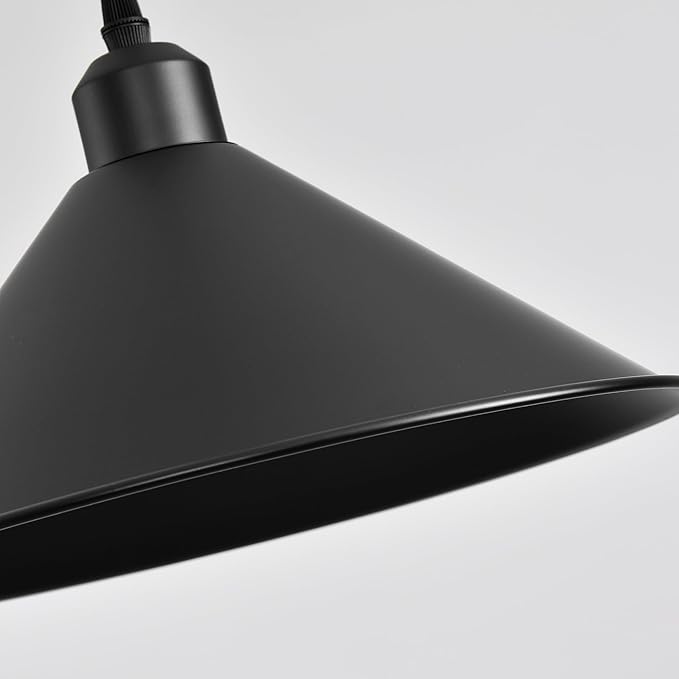 11.8IN Plug in Pendant Light, 2 Pack Industrial Hanging Lamp Black Vintage Pendant Lighting Fixtures with 15ft Cord On/Off Switch for Kitchen Island Dinning Hall, Bedroom