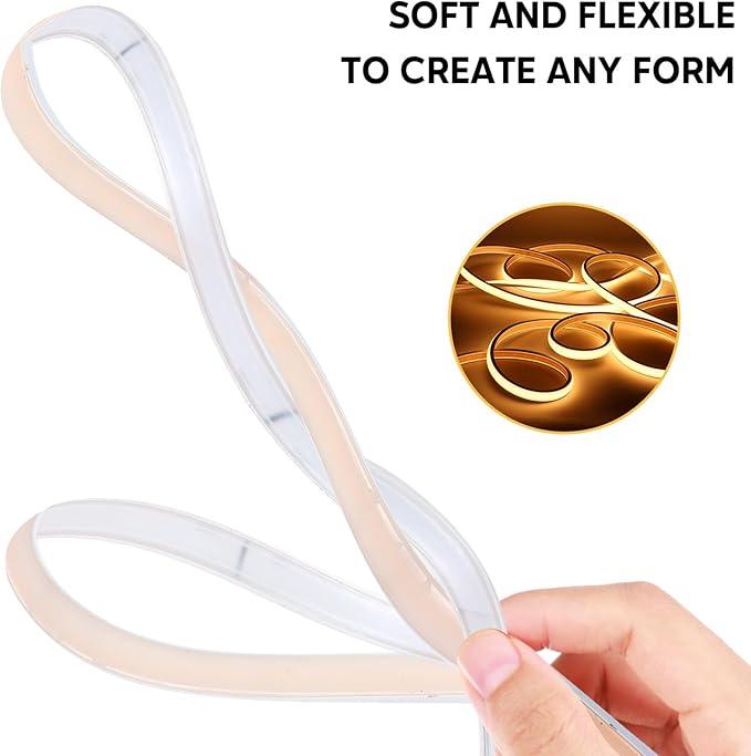 110V COB LED Strip Lights Ip67 Waterproof LED Light Strip for Mirror Indoor Use and Holiday Decorations (Warm White, 32.8ft)