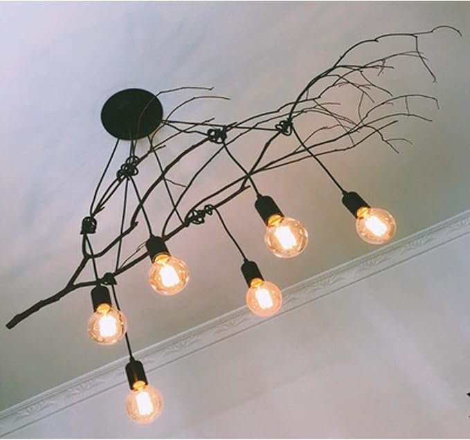 Classic Spider pendent Lamps, Ajustable DIY Ceiling Spider Light E27, Rustic Chandelier, Industrial Hanging Light Dining Hall Bedroom Hotel Decoration, 6 Arms(Each with 1.7m Wire)