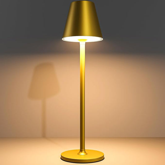 1-Pack Cordless Table Lamps - 5000mAh Rechargeable Battery Operated Desk Lamp, 3-Level Dimmable LED Night Light for Bedroom, Dining, Restaurant - Metal Design (Bronze 1-Pack)