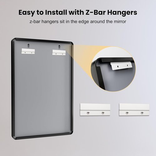 LOAAO Black Metal Framed Bathroom Mirror - 40x32 Inch Rounded Rectangle Design, Anti-Rust Tempered Glass