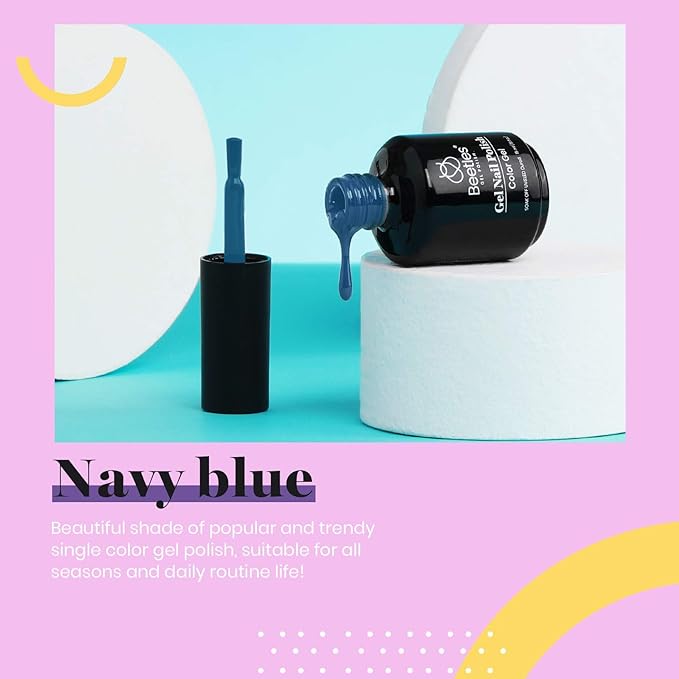 Beetles Dark Teal Gel Nail Polish Gel Polish 15ml Aegean Dark Navy Blue Jewel Tone Nail Art Manicure Salon DIY Decoration at Home Soak Off Uv Lamp Cured Gift for Women