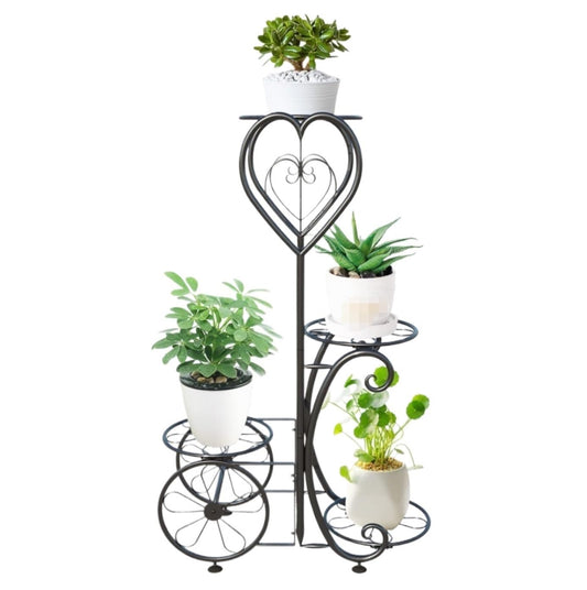 ZDJZMGZ Plant Shelf Plant Holder, 4 Tier Plant Stand Indoor Outdoor Metal Flower Holder Tall Corner Plant Shelf Rack for Patio Plants Corner Plant Table, 77cm, Black