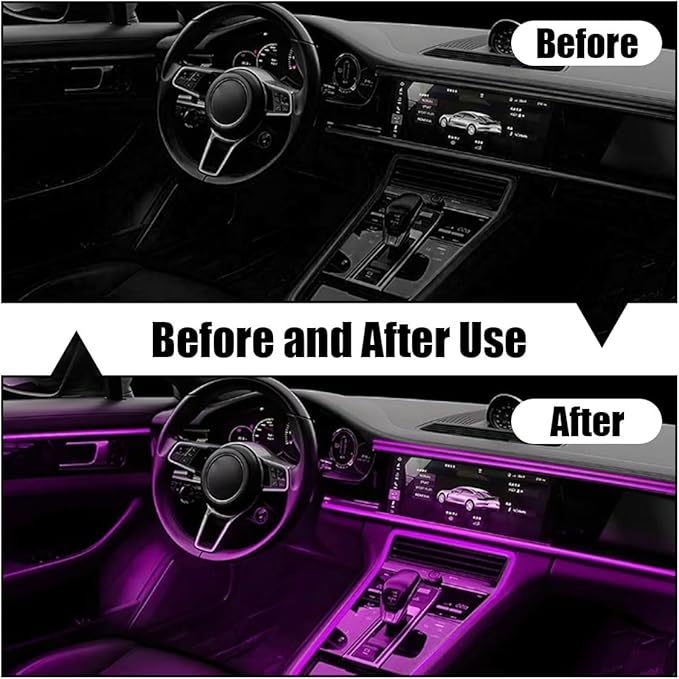 EL Wire Interior Car LED Strip Lights, USB Car Neon Light Strip with Sewing Edge, 16FT Neon Light 5V with Fuse Protection, Electroluminescent Car Indoor Decorations (Purple)