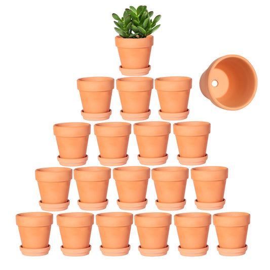 Kosrtuny 3 Inch Terracotta Pots with Saucer-20 Pack Succulent Cactus Plant Pots with Drainage Hole, Great for Plants Garden Windowsill Indoor & Outdoor Wedding Favors Gifts