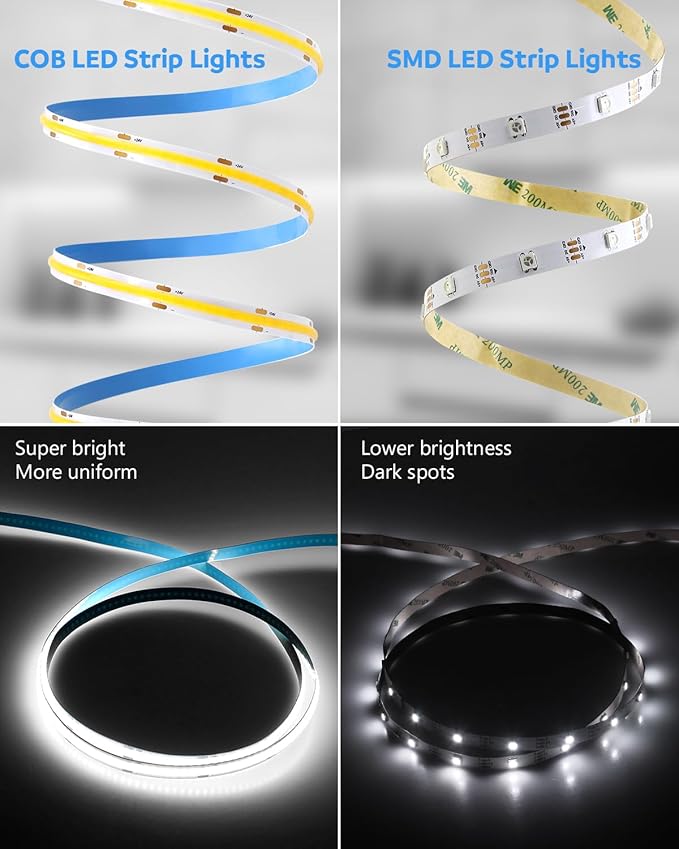 Aclorol 24V COB LED Strip Light 3000K Dimmable LED Lights Strip 100FT with Remote Warm White Rope Lights Flexible for Kitchen Bedroom Living Room Shelf Cabinet 320LEDs/M CRI 85+ (2Rolls of 50FT)