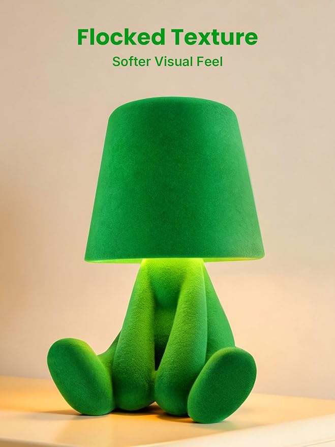 Modern Table Lamp for Youth: Rechargeable Cute Light for Kids Child Teen - Gift for Birthday Christmas Halloween Easter (Green)