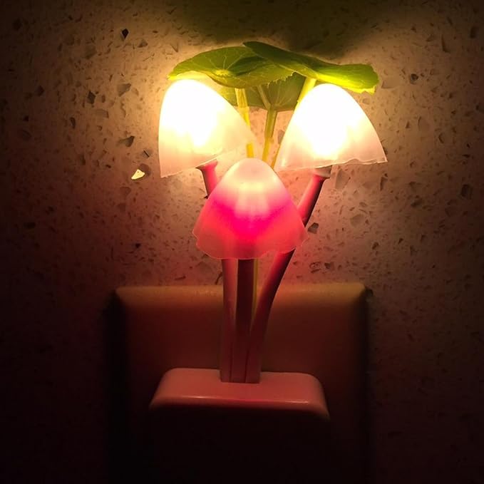2 Pack Mushroom Night Light Plug-in, Lotus Leaves/Water-Weeds Mushrooms Colors Changing Nightlight Colorful Bedside Lamps Breast-Feeding LED Night Lights for Baby Kid Children Adult