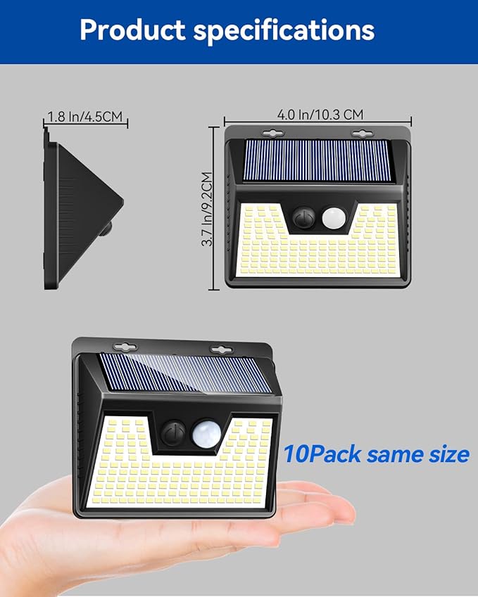 Peasur Solar Lights Outdoor Waterproof [24 Pack/140LED], Warm White Motion Sensor Lights Dusk to Dawn, 3 Modes Solar Fence Security Lighting for Wall Garden Yard Stair Outside