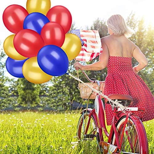TecUnite 100 Pcs Colorful Latex Balloons - 13 Inch Red, Blue & Yellow for Graduation, Weddings & Parties