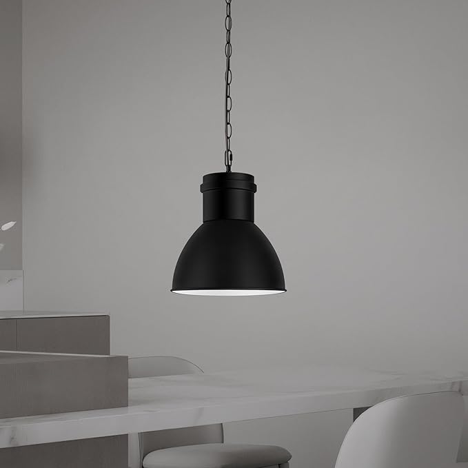 2 Pack Black Pendant Lights Kitchen Island, 10.6" Large Metal Shade and 70.9'' Adjustable Height, Farmhouse Hanging Pendant Light, Modern Pendant Lighting Fixtures for Kitchen Island/Bar, No E26 Bulb