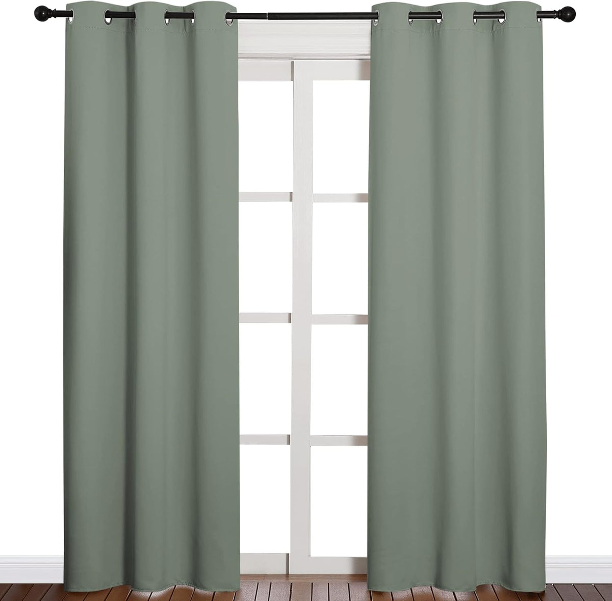 NICETOWN Blackout Curtains - Thermal Insulated Grommet Drapes for Office & Theater | Greyish Green, 84 Inches
