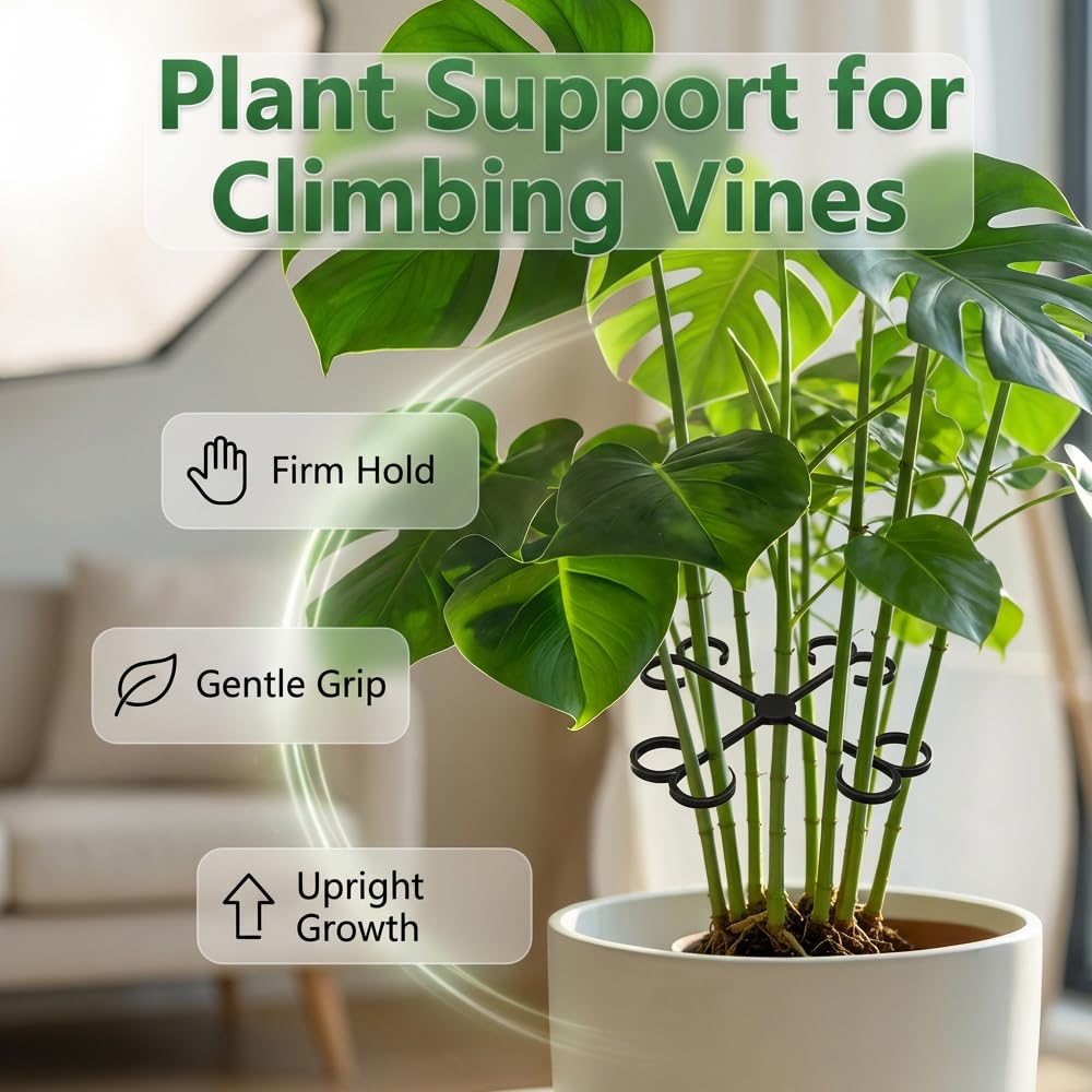 Monstera Plant Support, 2026 New Plant Stem Support for Climbing Plants, Plant Supports for Indoor Plants, Durable Garden Accessory for Home Growers (Green, 5.31in + 4.53in + 3.03in + 2.28in)