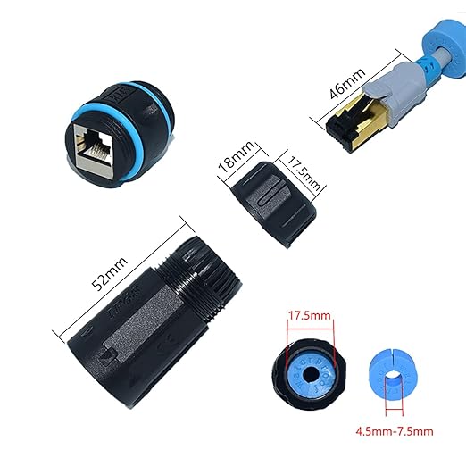10 PCS IP68 Waterproof RJ45 Coupler, Shielded Pure Copper Ethernet Coupler, IP68 Waterproof Outdoor LAN Cable Connector for Cat5, Cat5e/Cat6/Cat7/Cat8 Ethernet Cable (Female)
