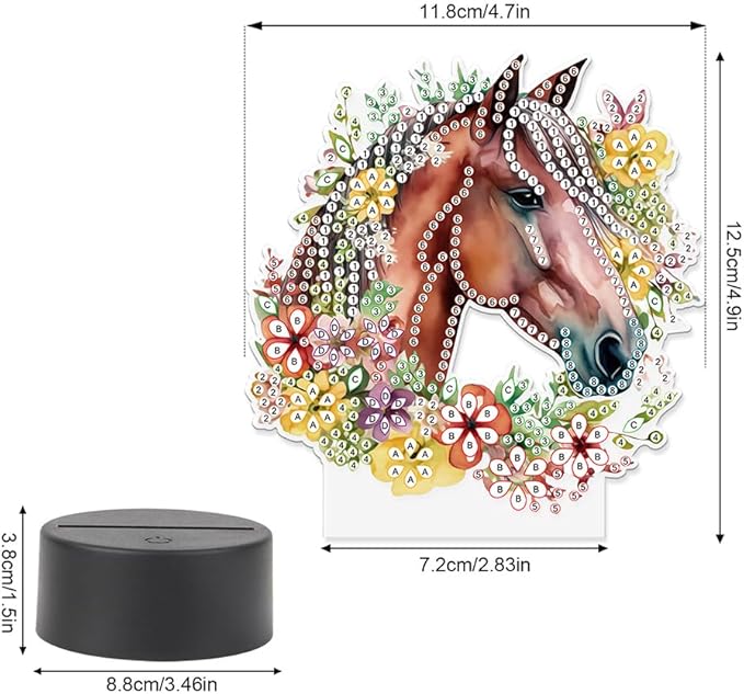 Garland Horse Diamond Art Painting Night Light,Diamond Art Painting Kits Desktop Touch Lamp Ornaments for Tabletop Decor Diamond Art Accessories for Adult Beginner Bedrooms Living Room