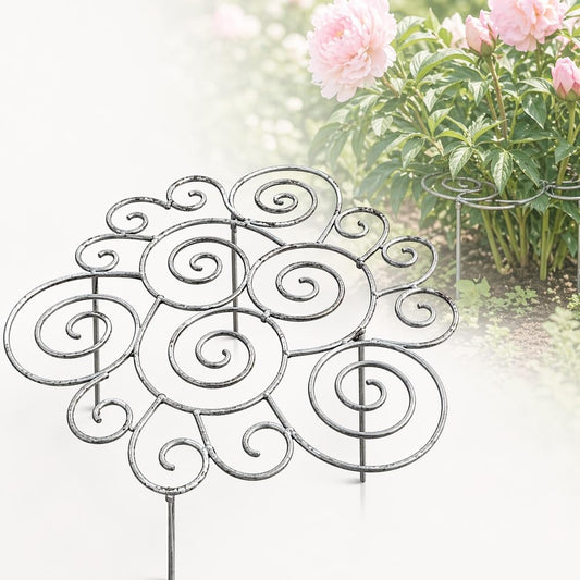 Metal Plant Support Ring for Garden Peony Cage Stand Indoor Pots Flower Hoop, Decorative Outdoor Peonies Grow Through Rings, Large Dahlia Stake, Pothos Climber Pole(1PC,Medium)