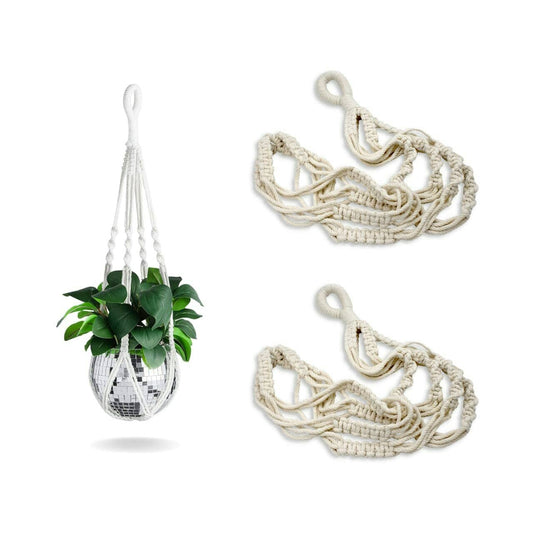 Macrame Plant Hanger with Three Ropes (No Tassel) - 23 Inch - Cotton Macrame Cord for Boho Decor Flower Pots - Bohemian Chic Home Decor, Simple Indoor Outdoor Hanging Houseplants or Terrarium