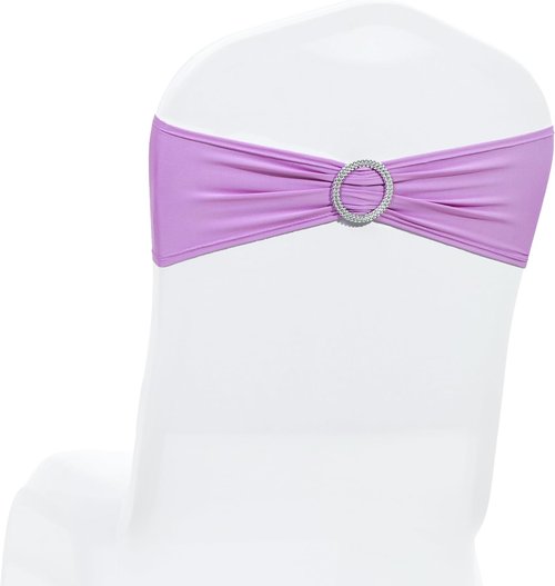 MDS Spandex Chair Sashes - Universal Fit Elastic Stretch Bands with Buckle for Weddings | Light Purple - Pack of 125