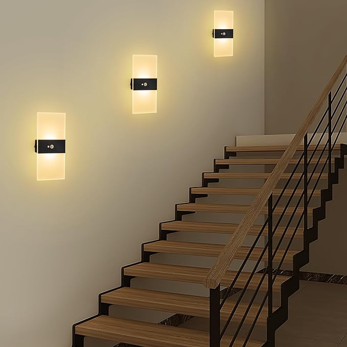 Wall Sconce, LED Wall Lights for Room Decor, Battery Operated Wall Sconce, Remote Control, Dimmable, Rechargeable, Small Night Lights for Hallway Stairway Porch Closet