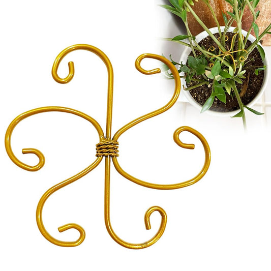 Fodeuxp 2025 New Metal Plant Stem Support Set, Upgraded Reusable Climbing Plant Support Plant Trellis, Golden Flower, Round, 4.1 inches x 4.1 inches
