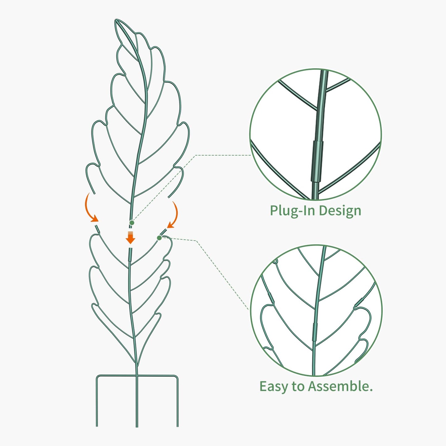 SUNYRISY 3Pack Leaf Metal Garden Trellis for Climbing Plants Outdoor, Metal Plant Trellis for Flowers Tomato Cucumber Rose Vegetable Support Garden Decoration, Green