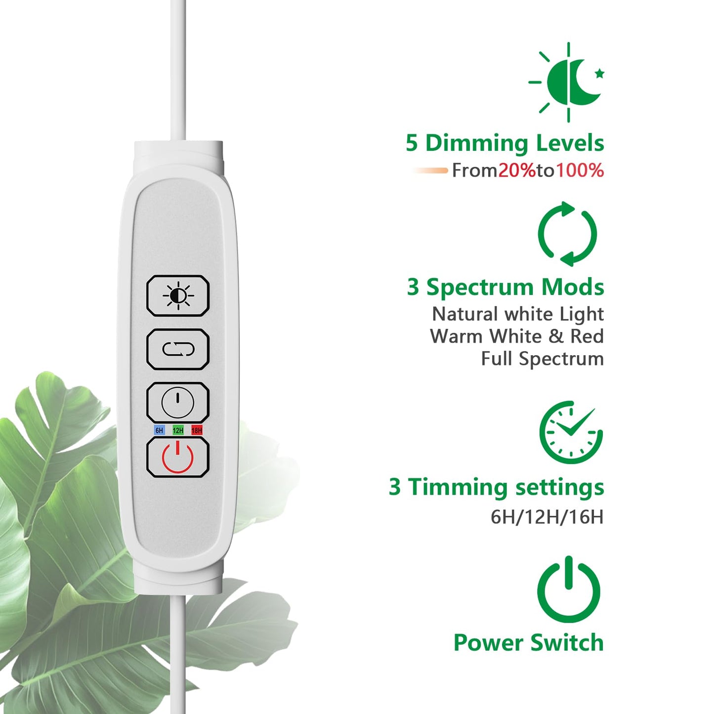 LPMZMBL Grow Lights for Indoor Plants, Indoor Plant Light,80 LEDs Full Spectrum Plant Lights for Indoor Growing with 6/12/16H Timer-W1
