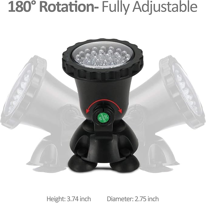 Pond Light Underwater Fountain Light with 36 LED Light Bulb Color Changing Submersible Spotlight with Timer Remote