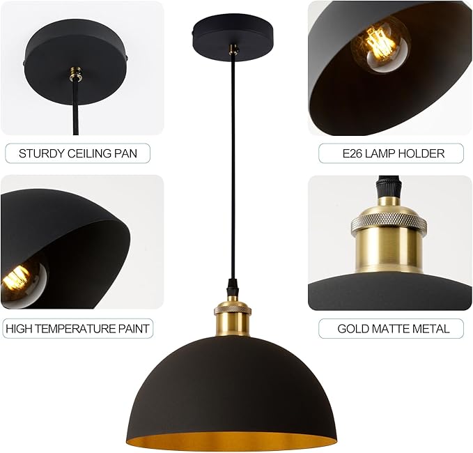 Modern Industrial Black Chandelier 9.8 inches, line Length 78.74 inches, Kitchen Island, Bedroom, Dining Room, Living Room, Hallway