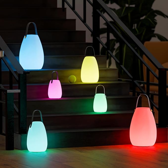 uuffoo Rechargeable Portable Table Lamp, Cordless RGB Lantern with Remote, Decorative LED Night Light, IP44 Waterproof Indoor Outdoor Lamp for Bedroom Patio Garden Wedding Party