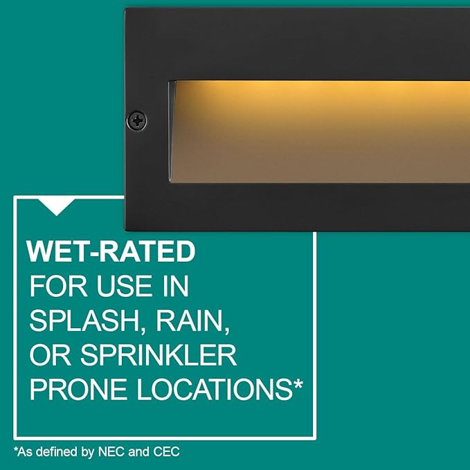 Hinkley Landscape Lighting Taper Wide Horizontal 12v Step Light, Low-Voltage, Recessed Mount, Integrated LED, Satin Black