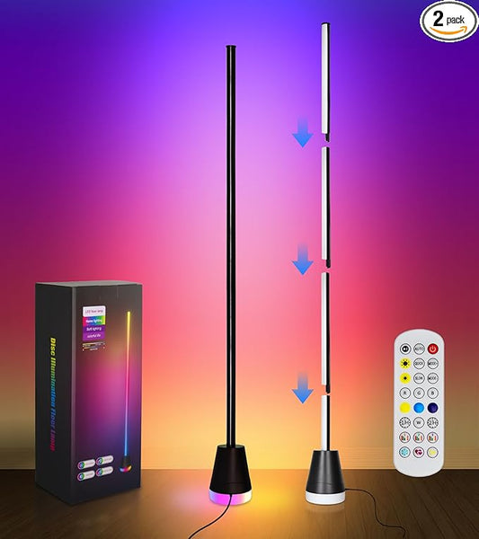 2Pcs Corner Floor Lamp,Smart RGB LED Corner Lamp with App and Remote Control,16 Million Colors & 68+ Scene,Music Sync,Timer Setting,Ideal Standing Lamp for Living Room,Bedrooms,Gaming Rooms
