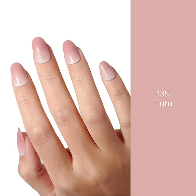 NAILOG 20 Pcs Clear Pink Gel Nail Strips - Extra Long Nail Wraps with Glossy Gel Finishing for Spring Summer Gradient Color, Tutu